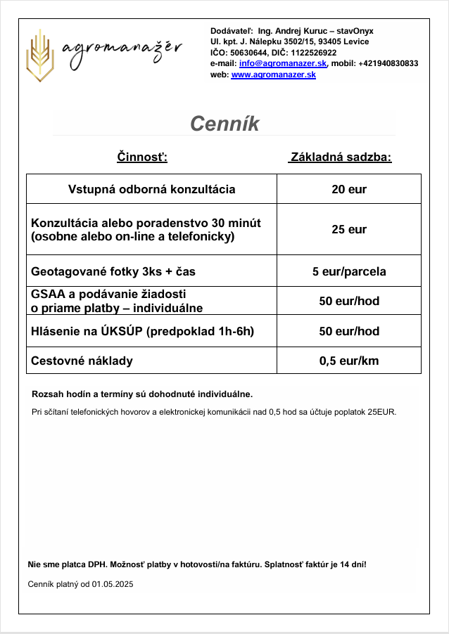 cennik od 1.5.2025